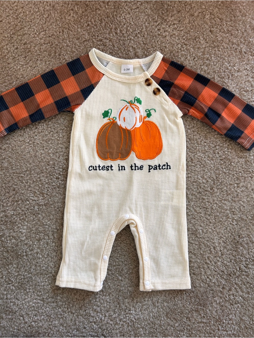Pumpkin One-Piece Romper - Cutest in the Patch 0-3M NWOT